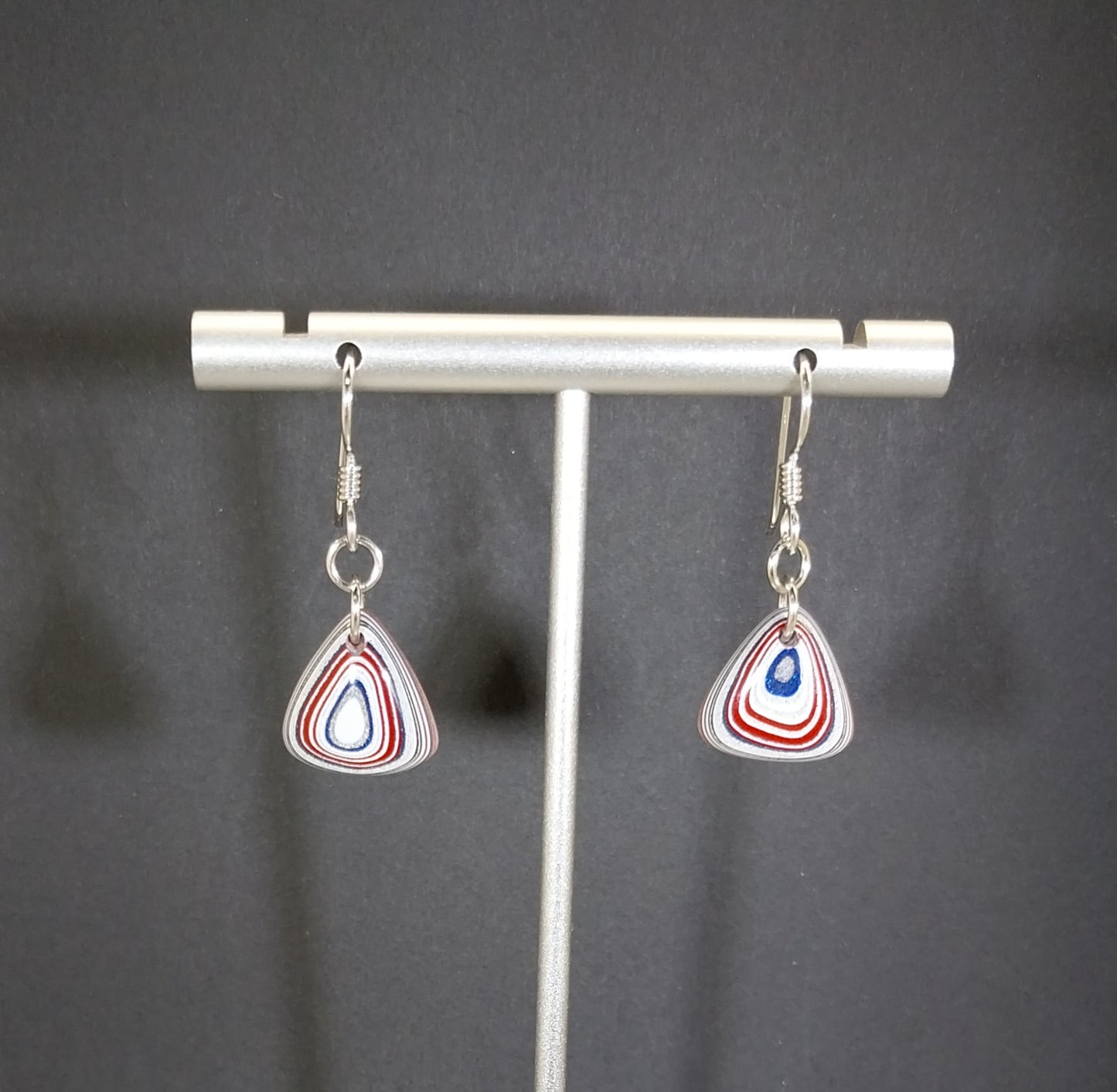 Fordite Earrings, Retro Colors, Sterling Silver