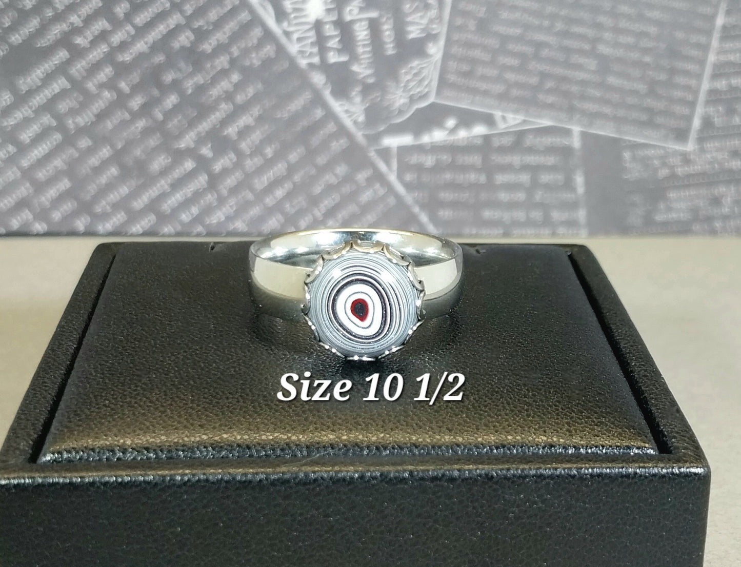 Pink Fordite Rings with Wide Comfort Bands in Stainless Steel, ET346