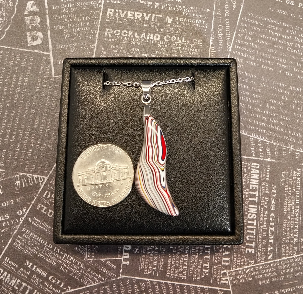 Fordite Necklace, Unique Shape, Happy Agate Studio EB103