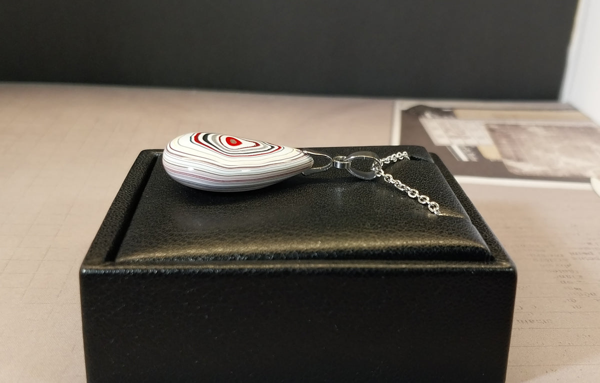 Fordite Necklace in Domed Fan Incredible Piece