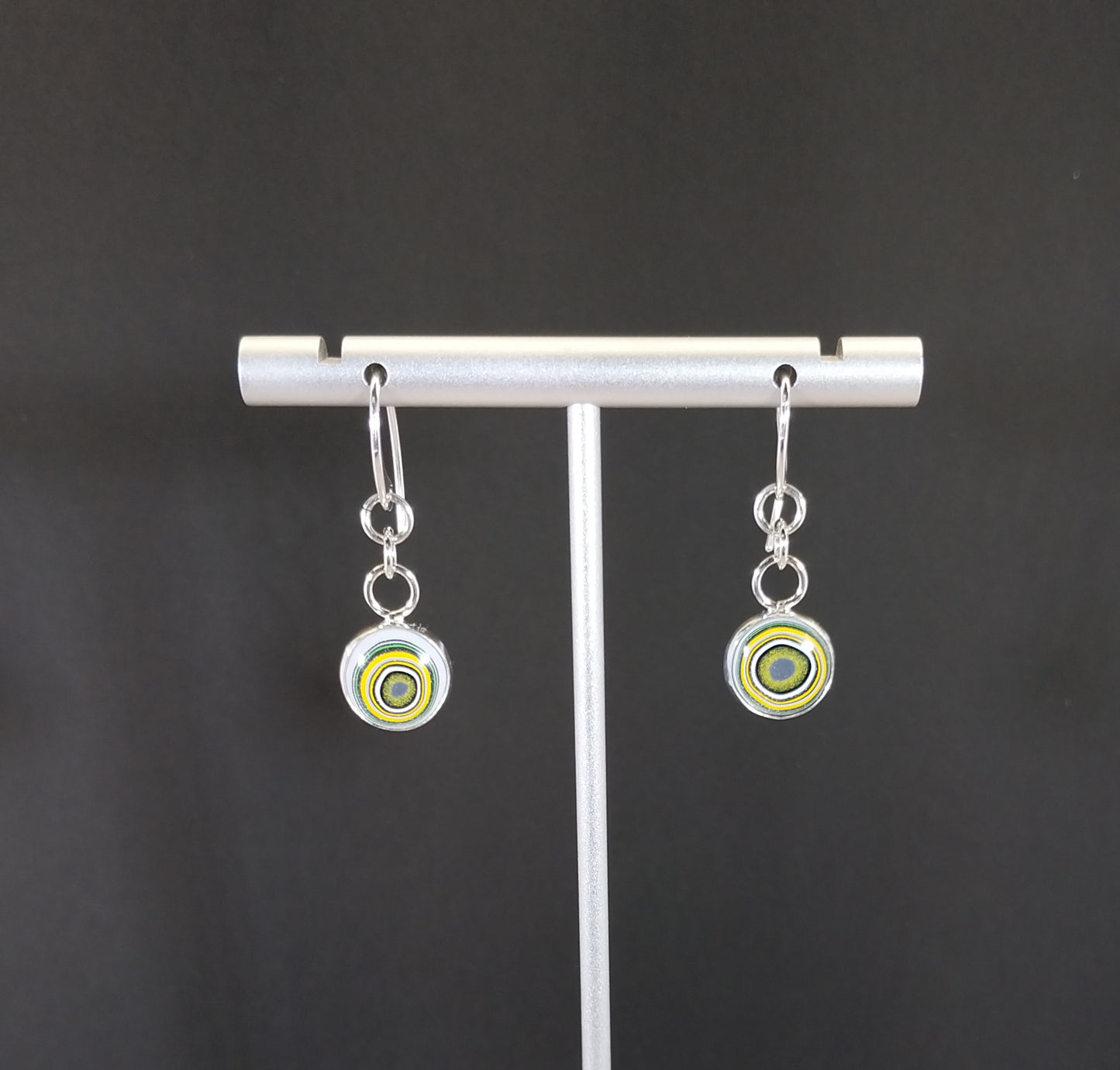 Yellow Fordite Earrings in Solid Silver