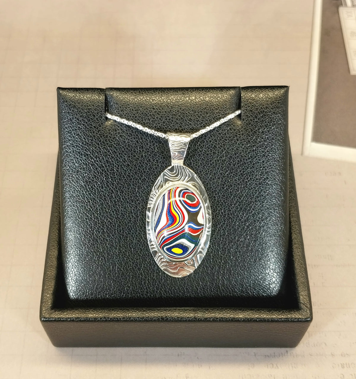 Fordite Necklace with Michigan Sourced Fordite and Rare Motorcycle Color