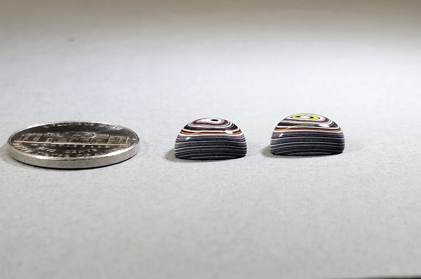 Fordite Cabochon Set Domed Triangles