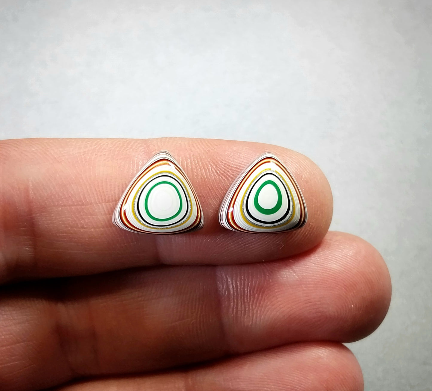 Fordite Cabochon Pair, Triangle Fordite Cabochons, Cabochon Set, Fordite Cabochon Pair