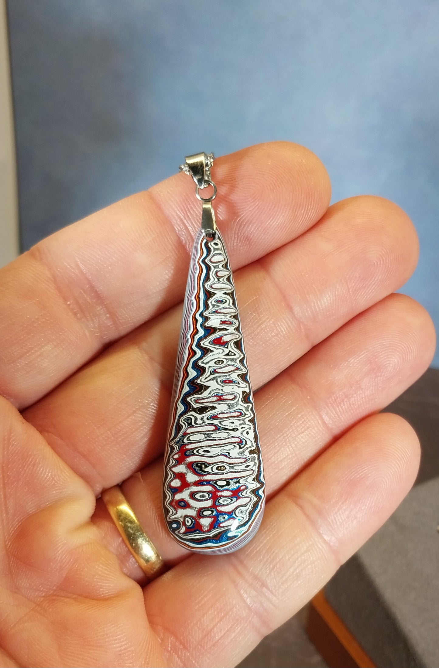 Fordite Stainless Steel Necklace, Recycled EB34