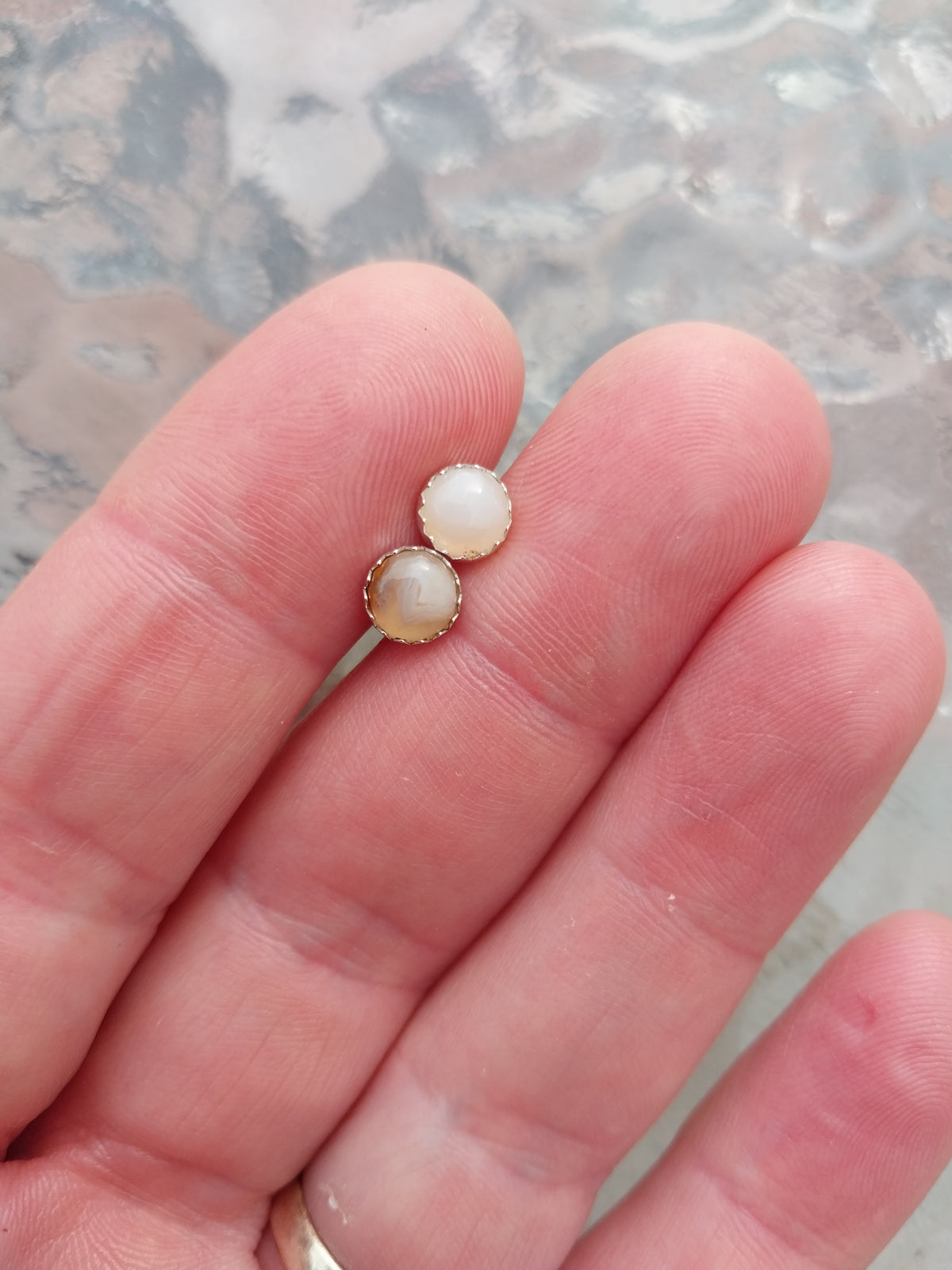 Lake Superior Agate Earrings, Solid Sterling Silver