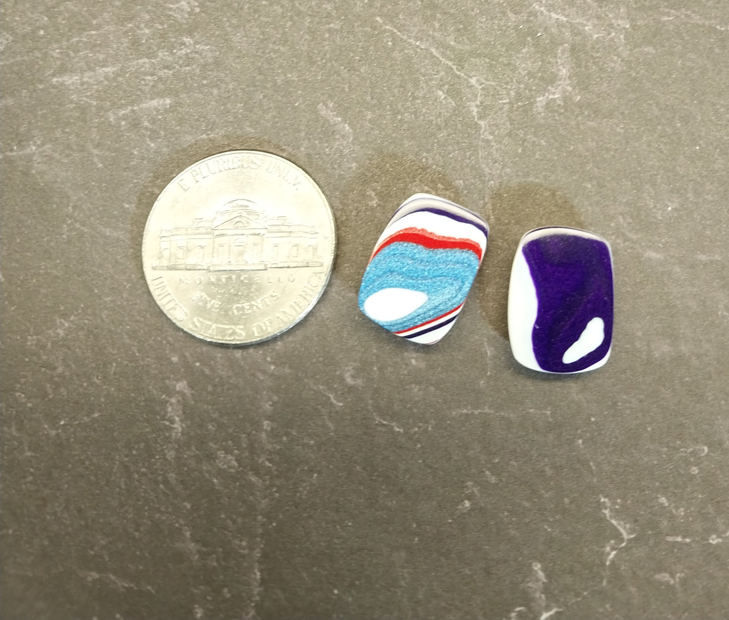 Fordite Cabochon Set, SMALL Rectangles For Earrings or Rings