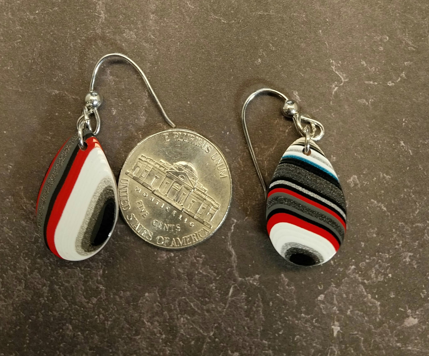 Fordite Earrings Made with Ohio Motor Agate and Sterling Silver