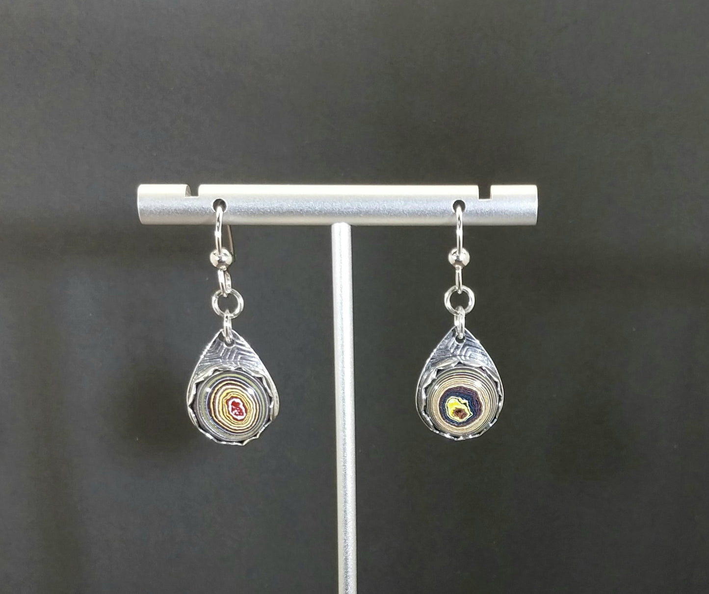 Fordite Earrings Recycled Corvetteite Fordite in Sterling Silver