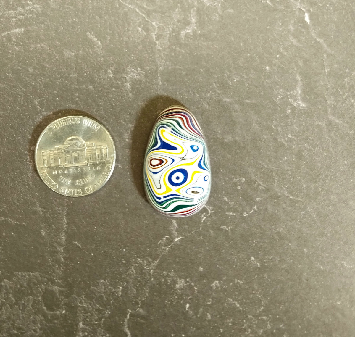 Fordite Cabochon, Domed Teardrop
