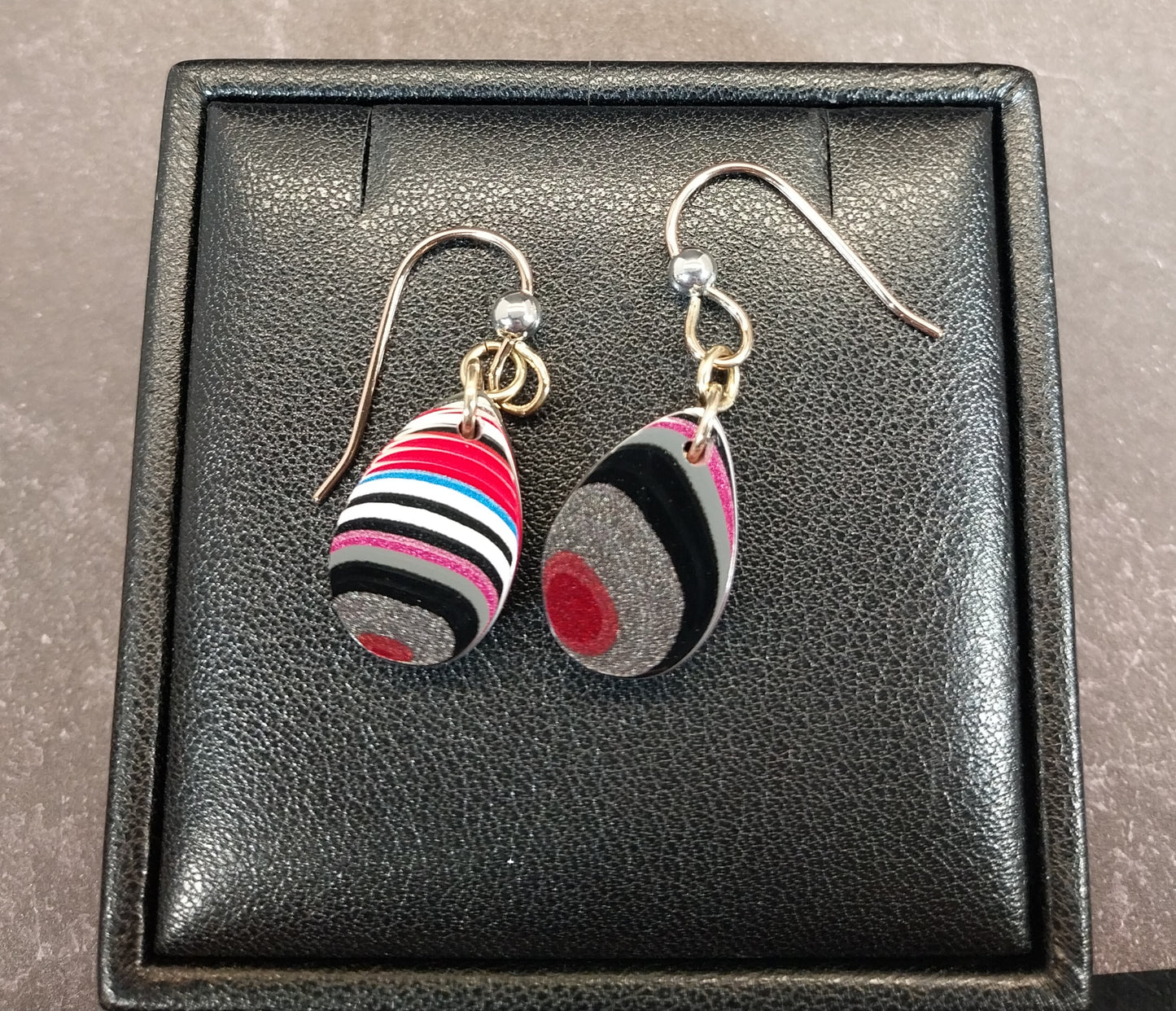 Fordite Earrings, Domed Teardrops with Gold Filled Ear Wires ET300