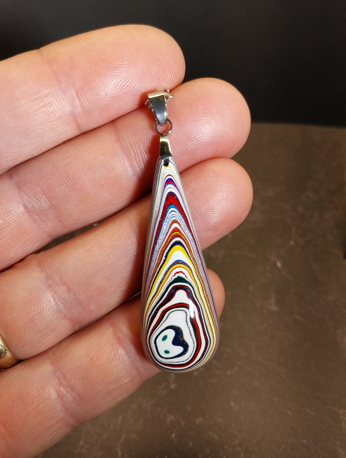 Fordite Necklace Small Teardrop, EB75