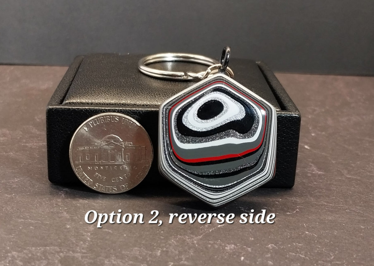 Fordite Keychain, Large Palm Stone Size, Ohio Motor Agate