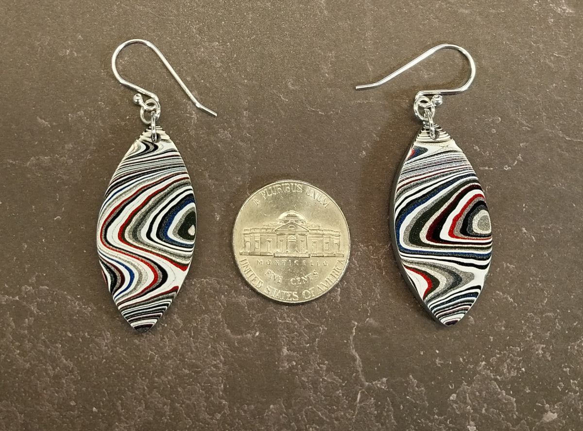 Fordite Earring Automotive Paint Jewelry and Sterling Silver