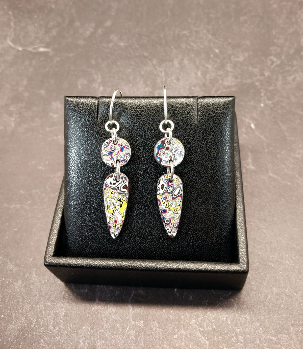 Fordite Earrings, Great Colors and Patterns, Fancy Set, Sterling Silver