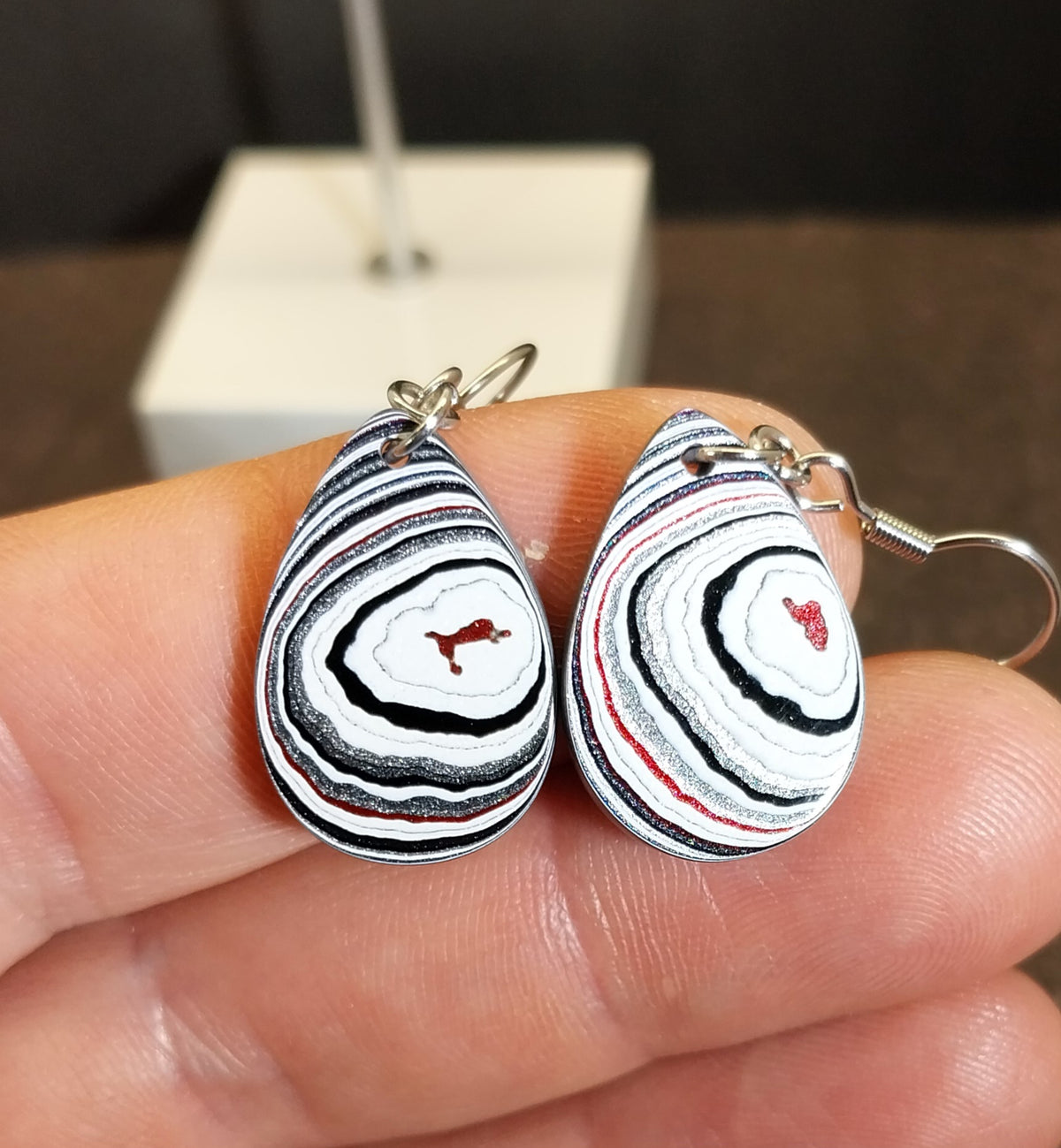 Michigan Fordite Earring in Stainless Steel, EB110