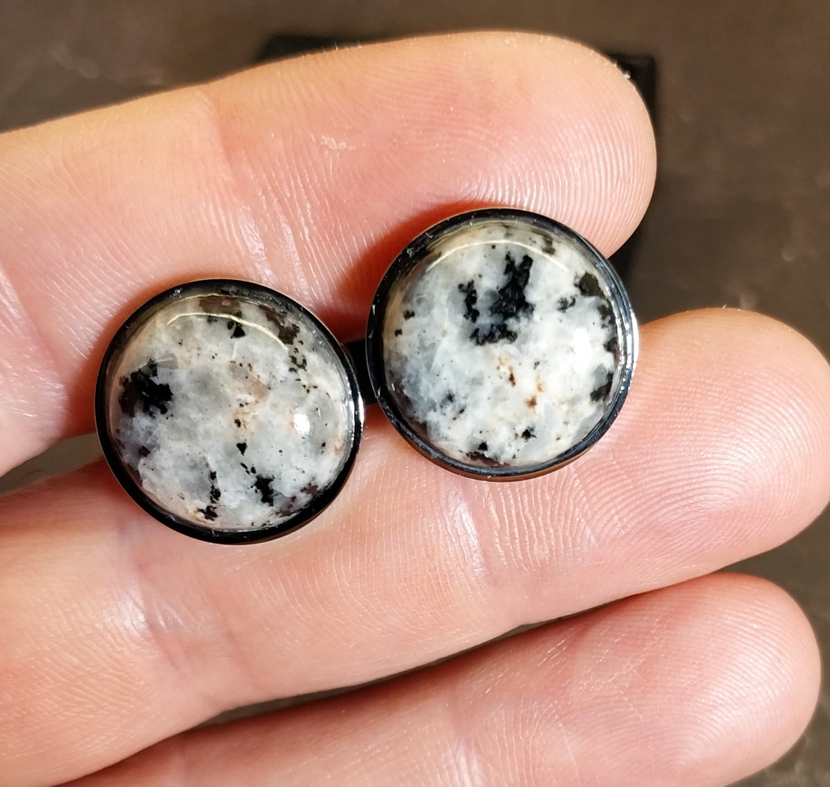 Yooper Sodalite CuffLinks, Michigan Yooper Stone, Stainless Steel