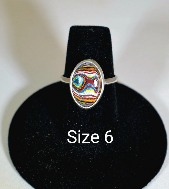 Fordite Silver Ring Vette Ring Pick Your Size