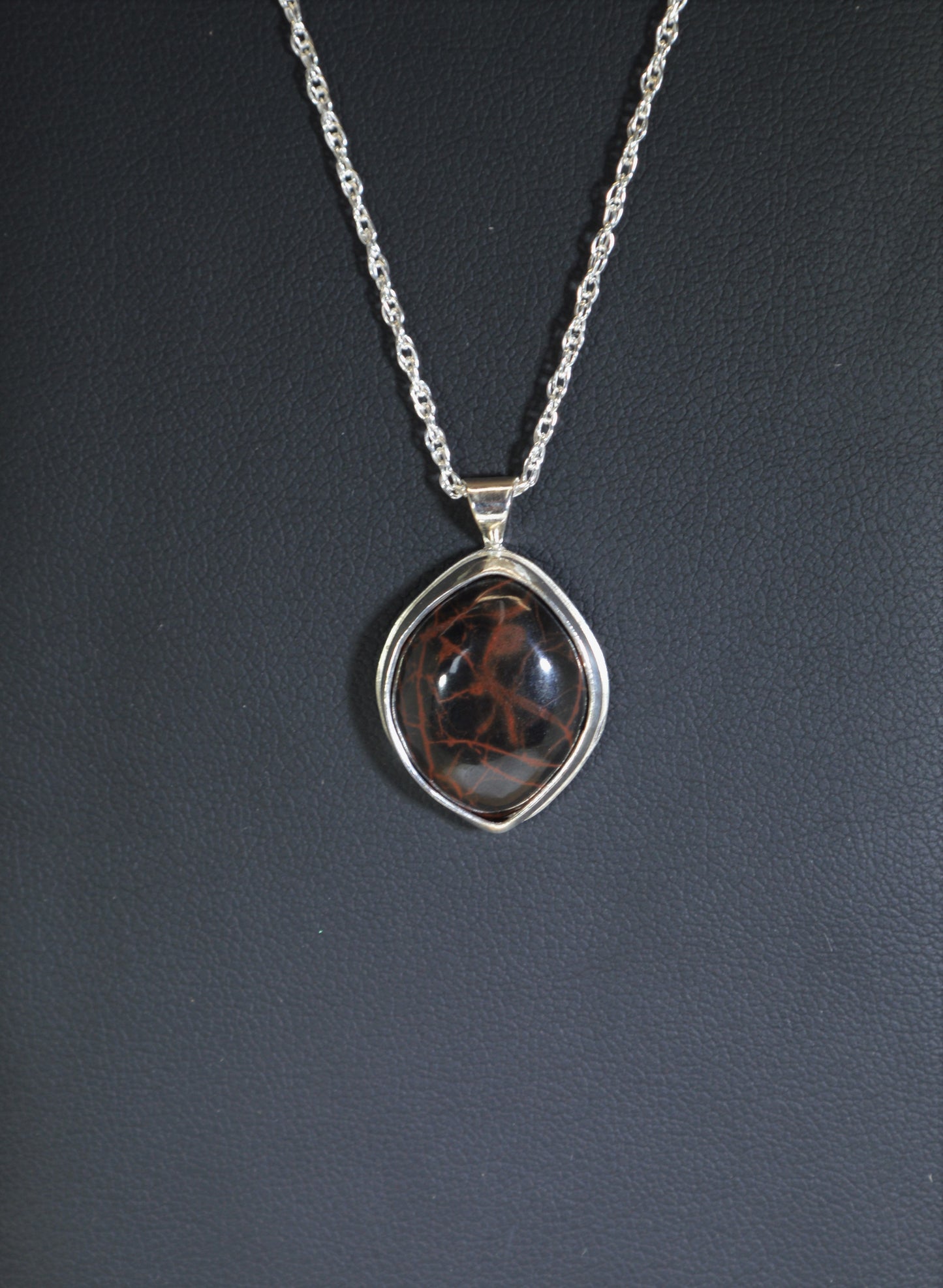 Spider Web Jasper Necklace, Solid Silver, Spider Web Stone, W\O