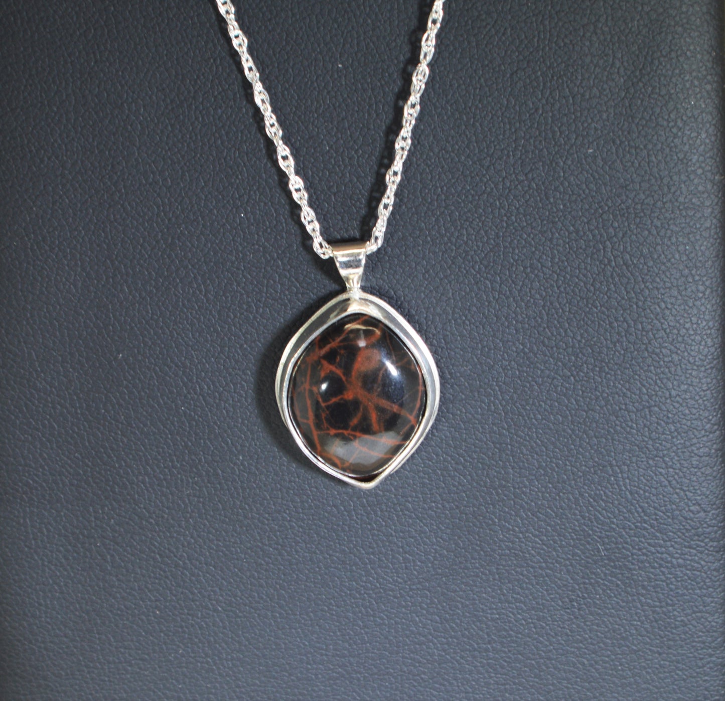 Spider Web Jasper Necklace, Solid Silver, Spider Web Stone, W\O