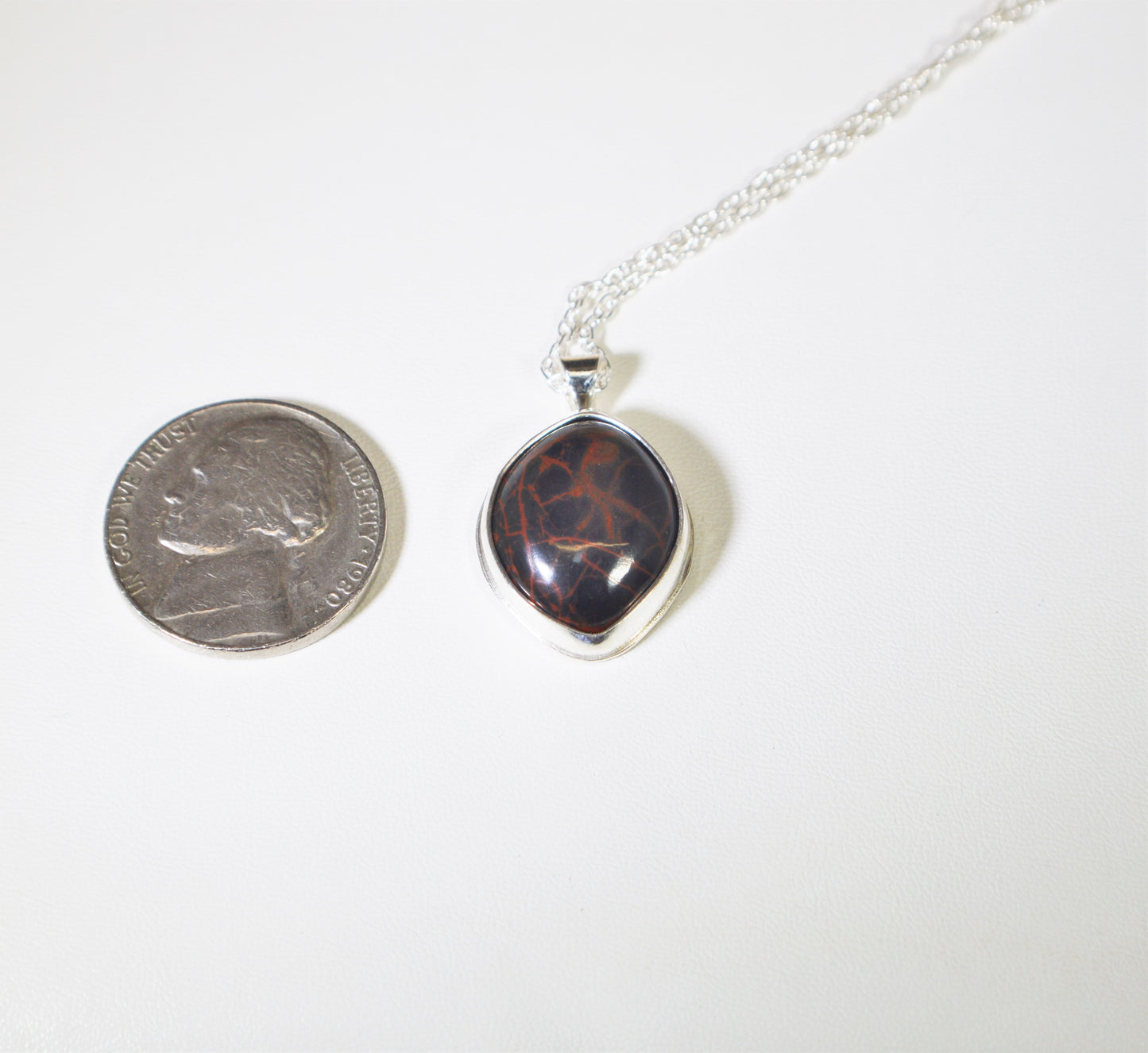 Spider Web Jasper Necklace, Solid Silver, Spider Web Stone, W\O