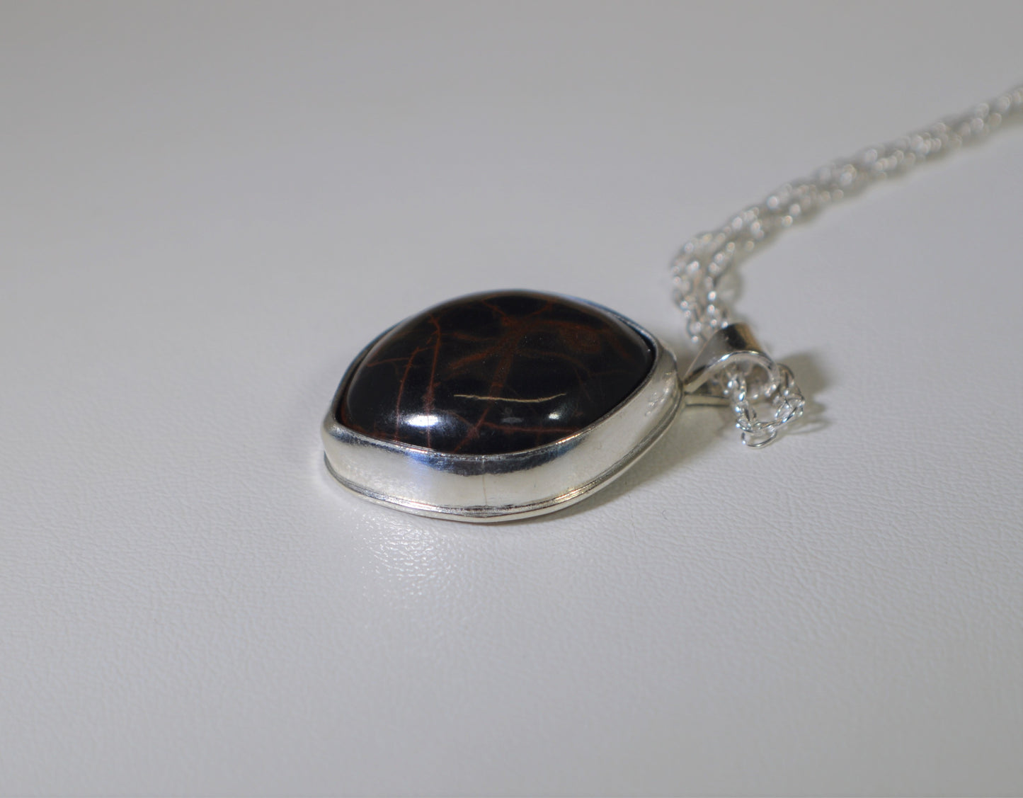 Spider Web Jasper Necklace, Solid Silver, Spider Web Stone, W\O