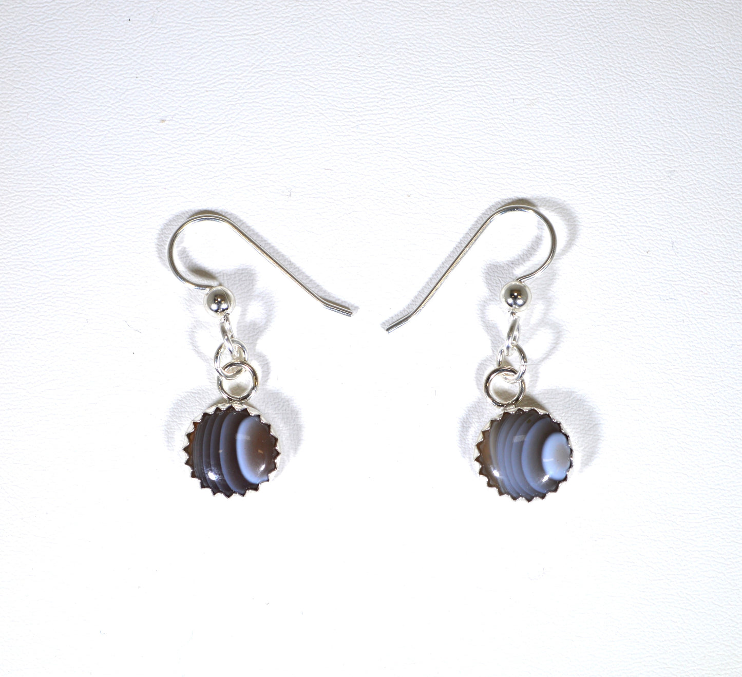 Agate Silver Earrings, American Made, Botswana Agate Earrings, Natural Agate Earrings, Brown and White Agate Dangle Earrings