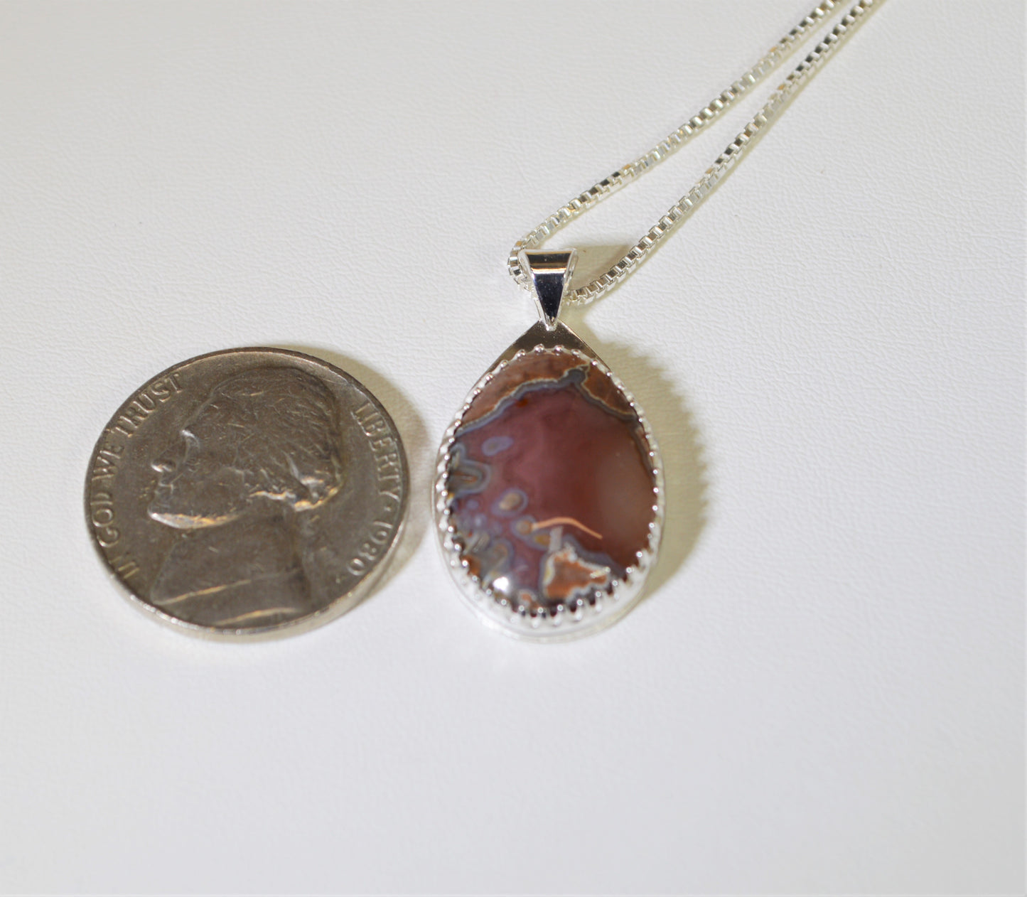 Agate Necklace, Silver Solid 925, Agate Silver Necklace, Baker Thunder Egg, New Mexico Agate Geode, Artisan Handmade Silver Agate Necklace
