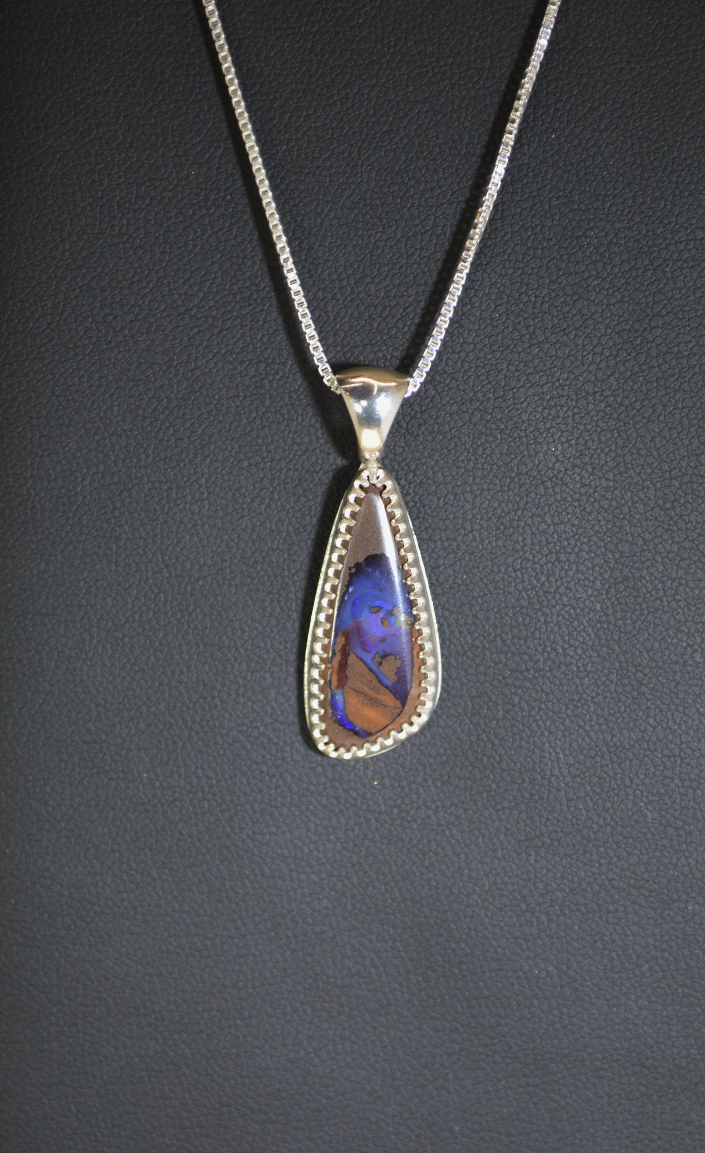Opal Necklace, Silver Opal Pendant, Queensland Boulder Opal, Australian Opal, Solid 925 Silver, Artisan Handmade, Wisconsin Handmade