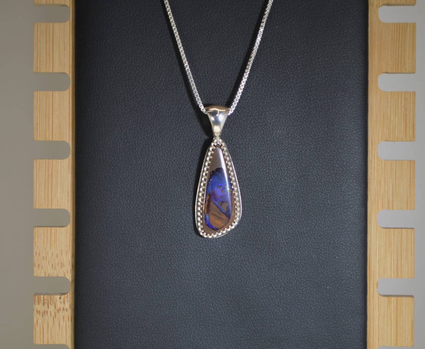 Opal Necklace, Silver Opal Pendant, Queensland Boulder Opal, Australian Opal, Solid 925 Silver, Artisan Handmade, Wisconsin Handmade