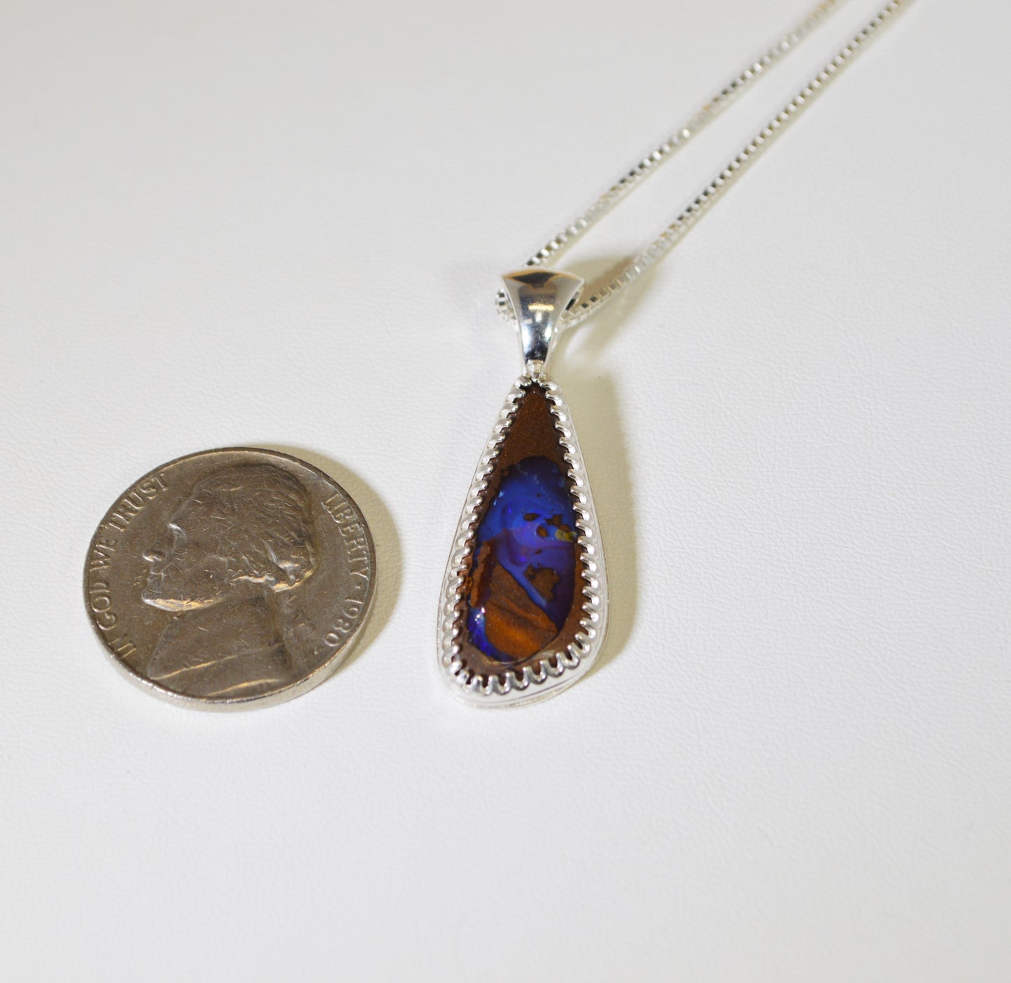 Opal Necklace, Silver Opal Pendant, Queensland Boulder Opal, Australian Opal, Solid 925 Silver, Artisan Handmade, Wisconsin Handmade