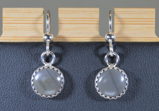 Lake Superior Slate Earrings, Solid Silver Settings Surgical Steel Ear Wires, W/O W232