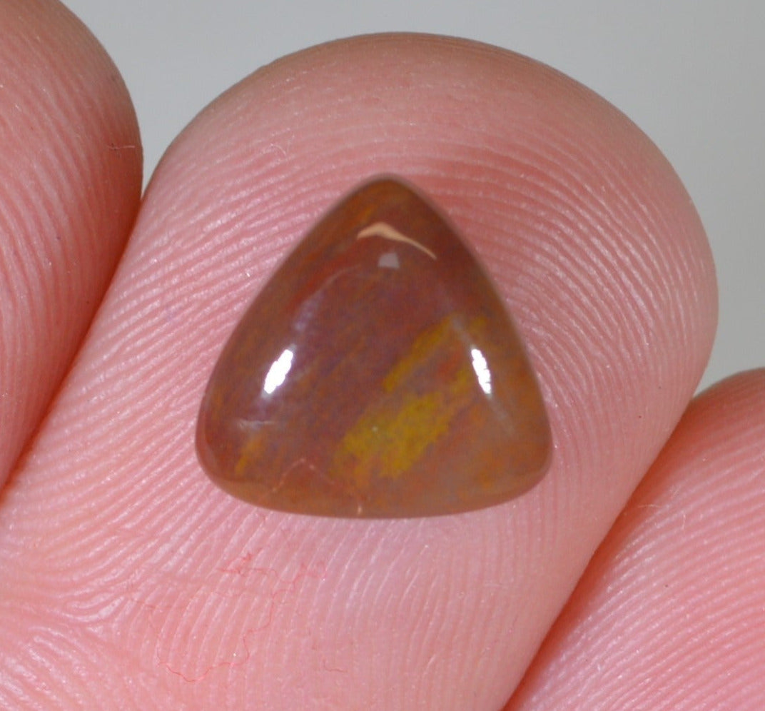 Arizona Rainbow Petrified Wood Cabochon, Tiny Stone for Ring, Trilliant Cabochon