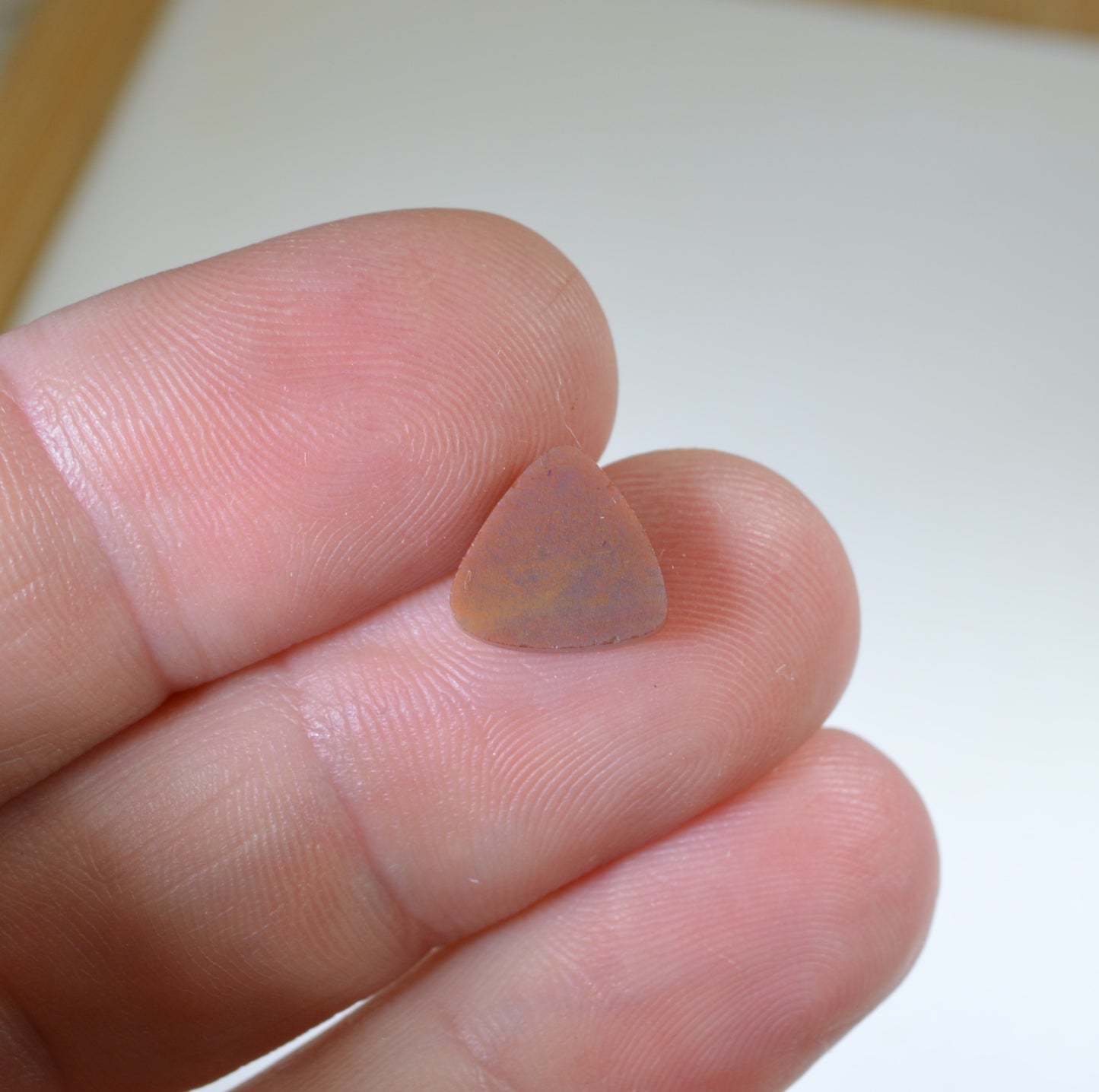 Arizona Rainbow Petrified Wood Cabochon, Tiny Stone for Ring, Trilliant Cabochon