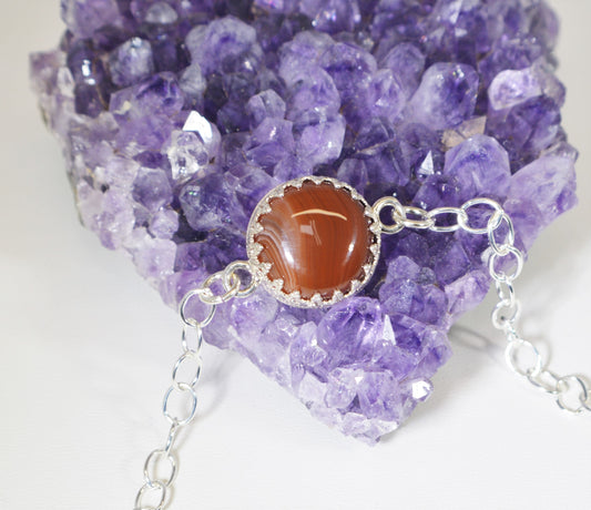 Lake Superior Agate Bracelet, Solid Silver, W/O