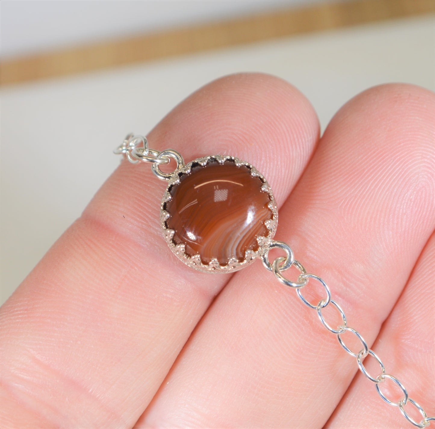 Lake Superior Agate Bracelet, Solid Silver, W/O