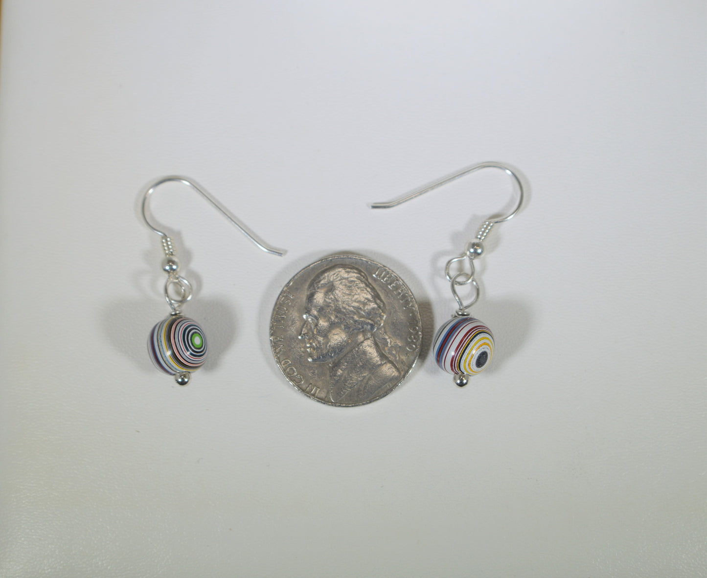 Fordite Bead Earrings, USA Handmade, Surgical Steel Ear Wires, EB94