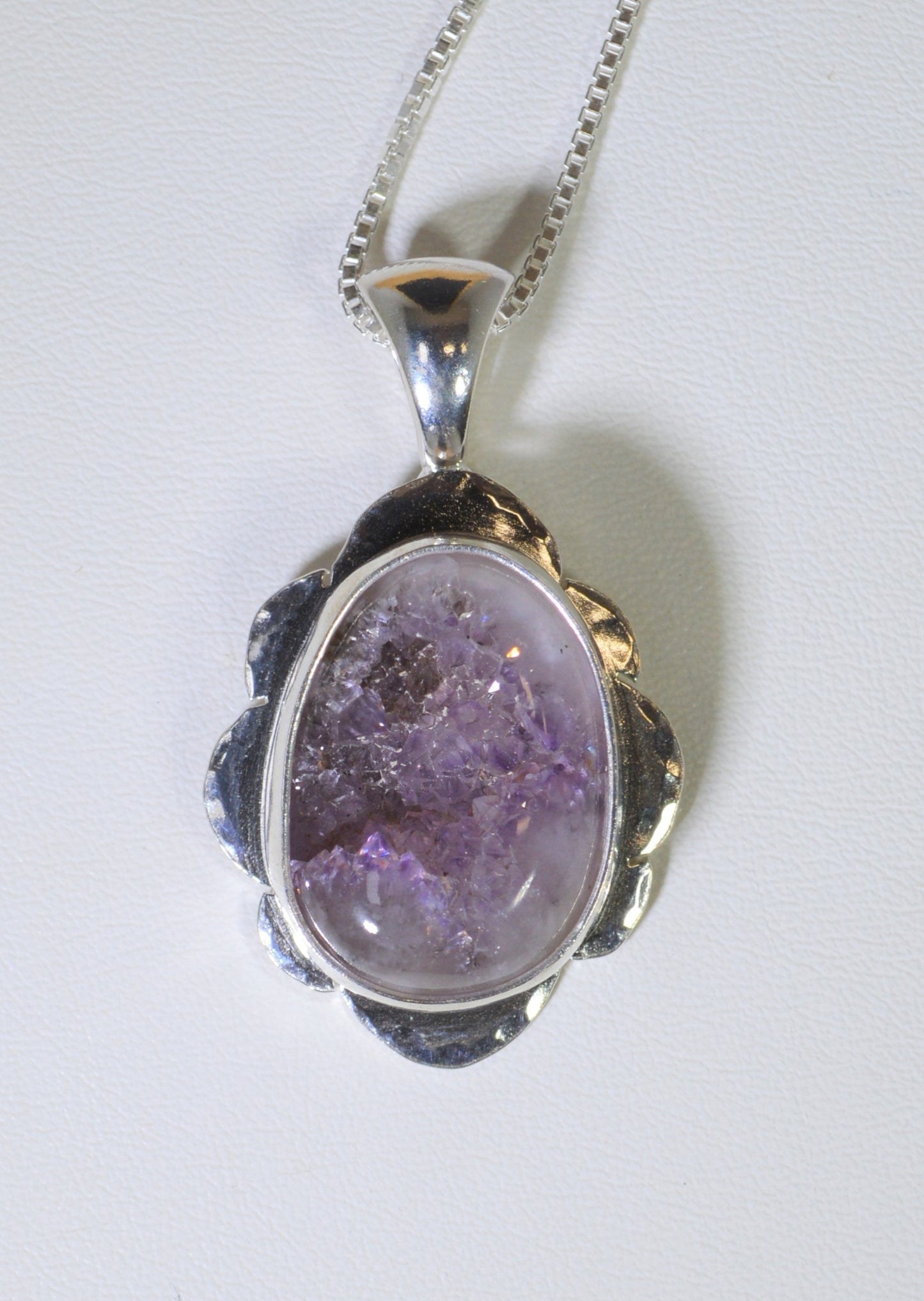 Amethyst Geode Necklace, Solid Silver, Thunder Bay Amethyst Geode, Amethyst Silver Necklace, ES11