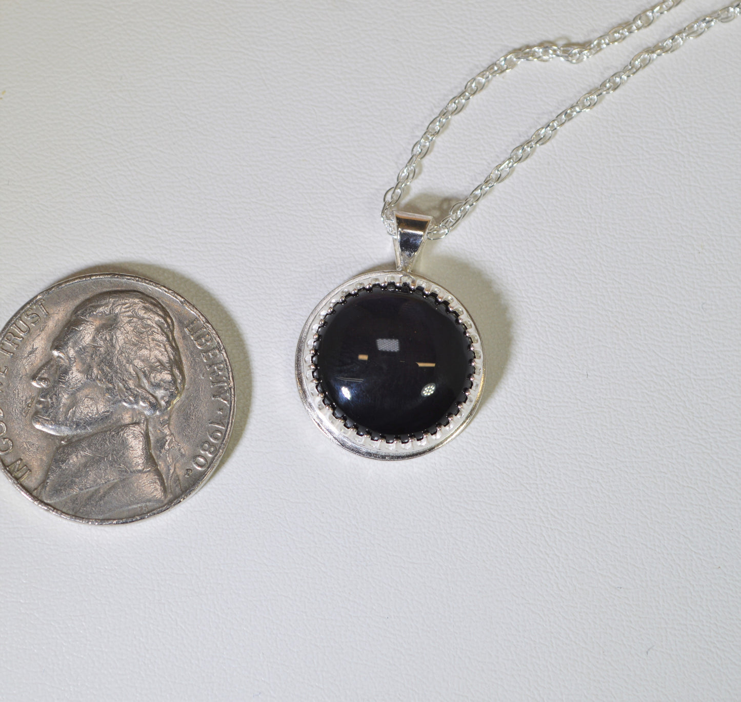 Velvet Obsidian Necklace, Solid Silver, USA Handmade in Wisconsin, Obsidian Necklace