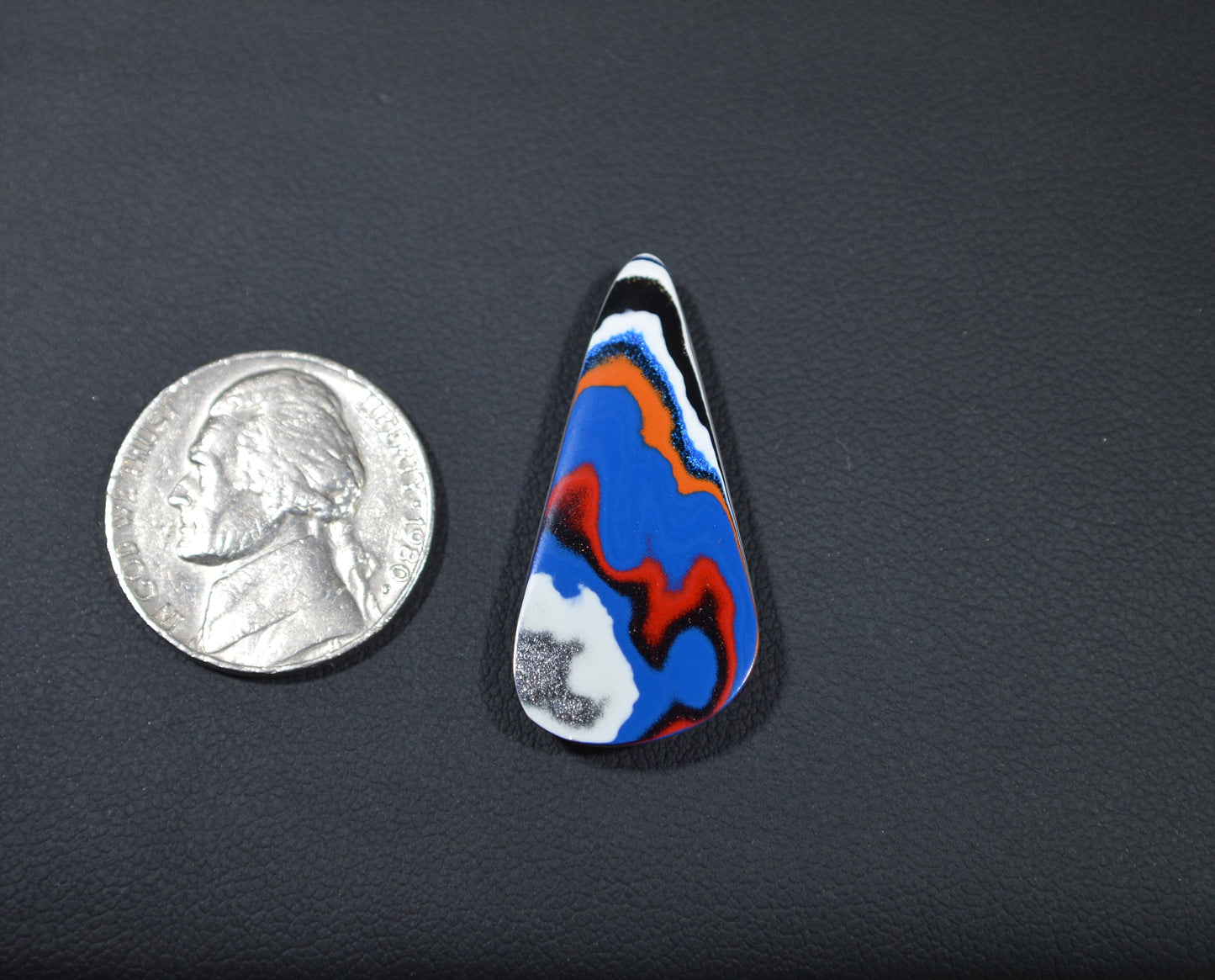 Fordite Cabochon Domed Offset Teardrop, EB108