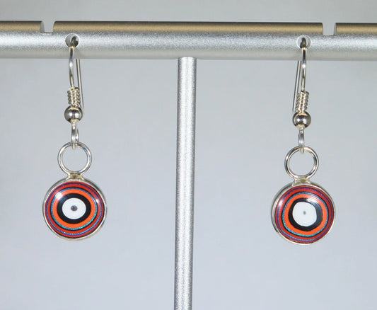 Fordite Silver Earrings, Bright Colors,  Fordite, EB71