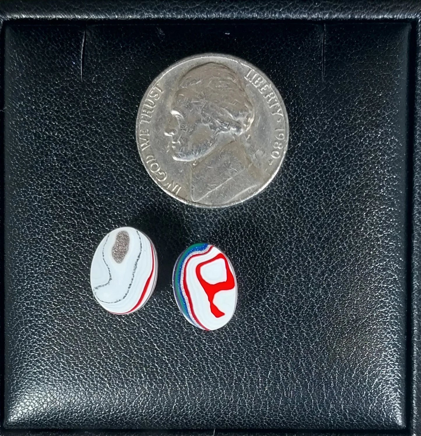 Fordite Cabochon Pair Matching Ovals