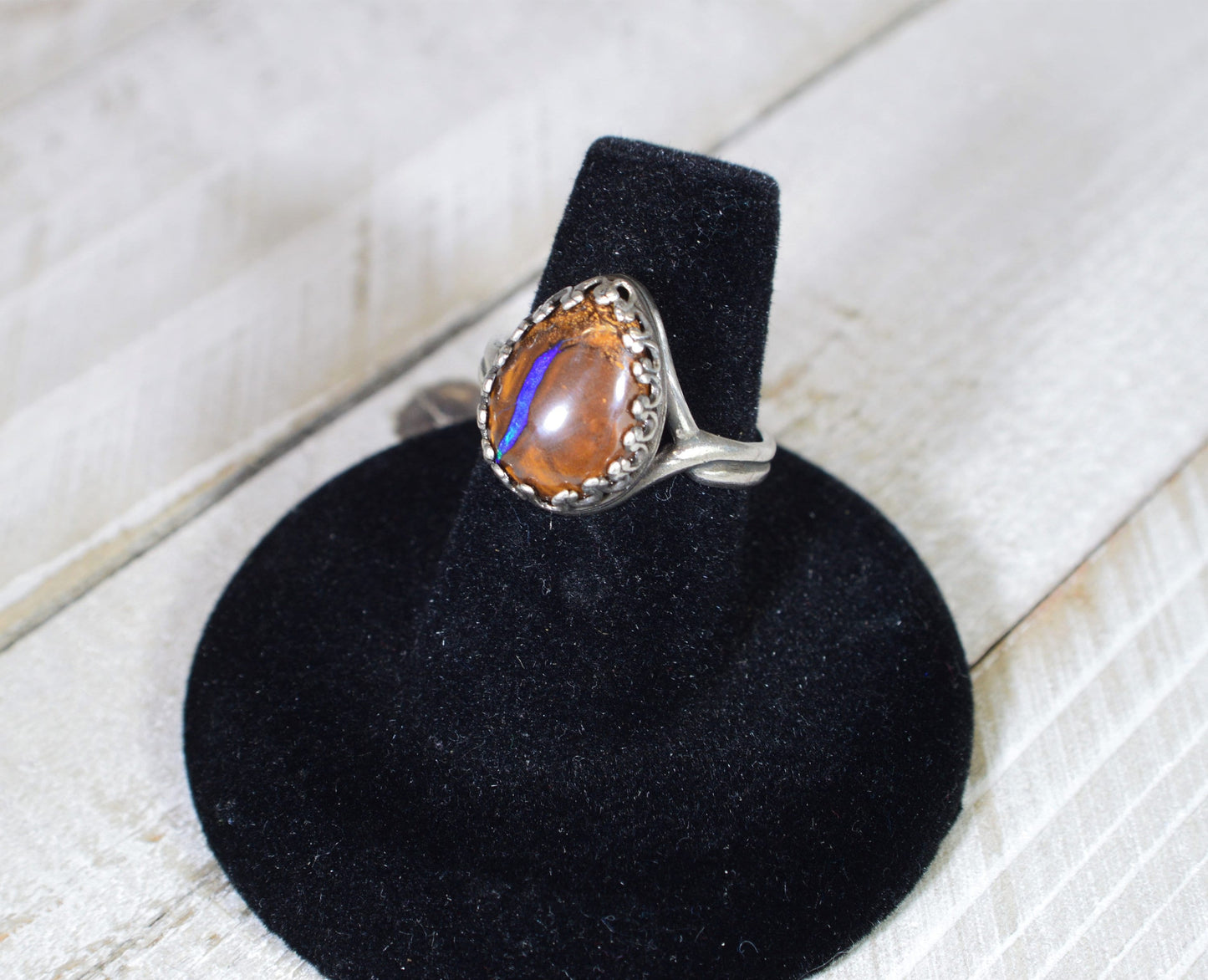 Boulder Opal Ring, 925 Silver Solid, Opal Ring, Queensland Opal Ring, Natural Opal RIng, Blue Opal
