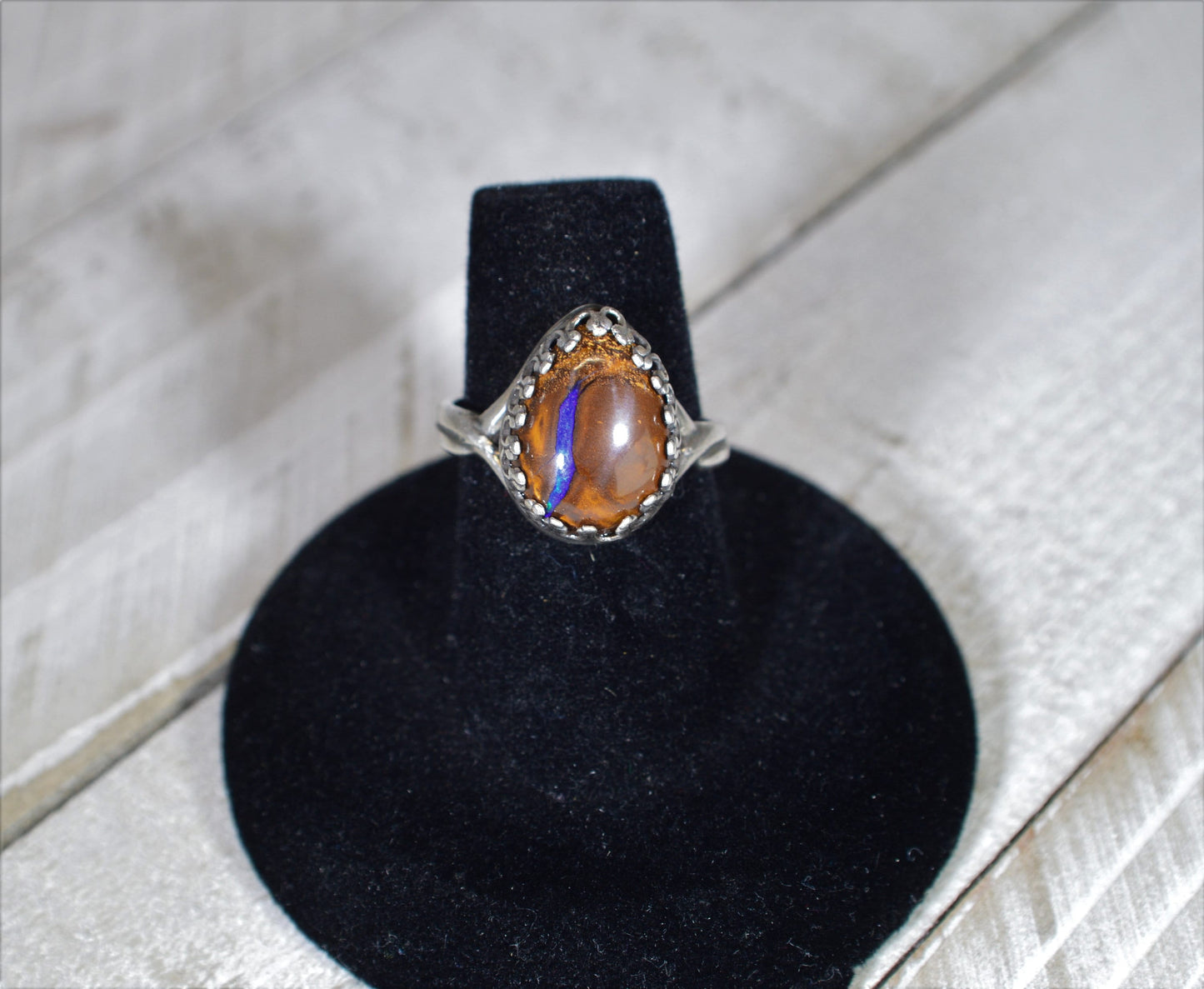 Boulder Opal Ring, 925 Silver Solid, Opal Ring, Queensland Opal Ring, Natural Opal RIng, Blue Opal