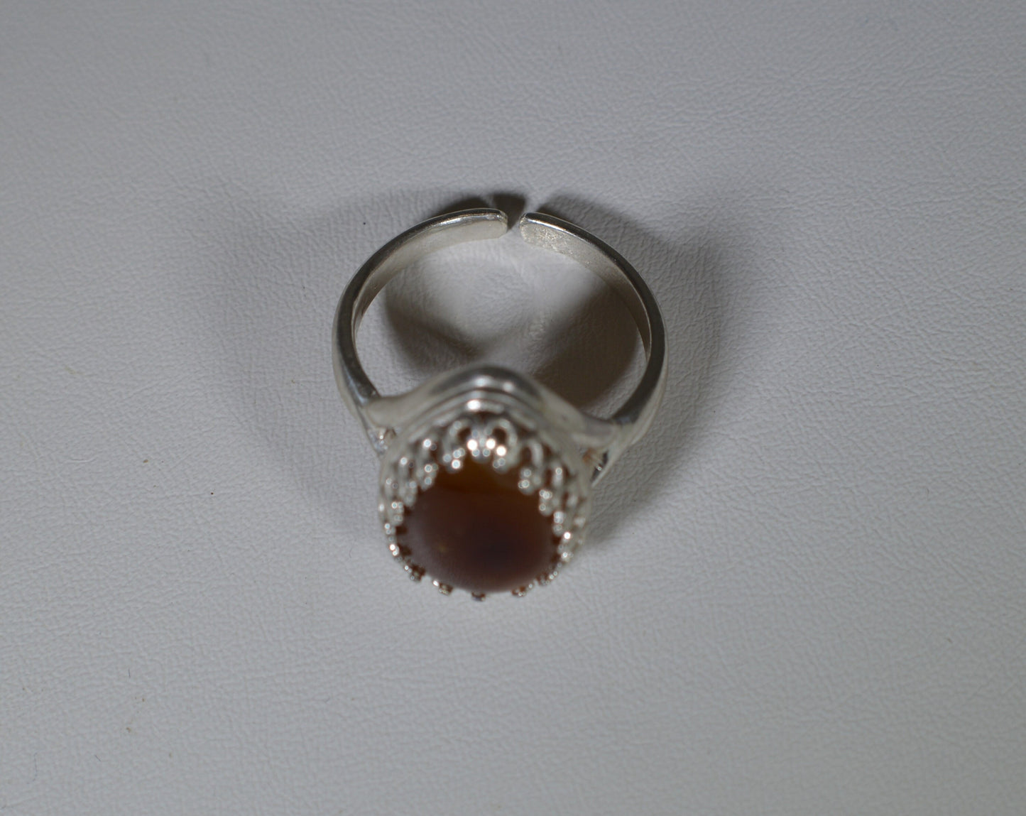 Fire Agate Silver Ring, Size 6 Adjustable, Natural Stone, 925 Sterling Silver, W/O