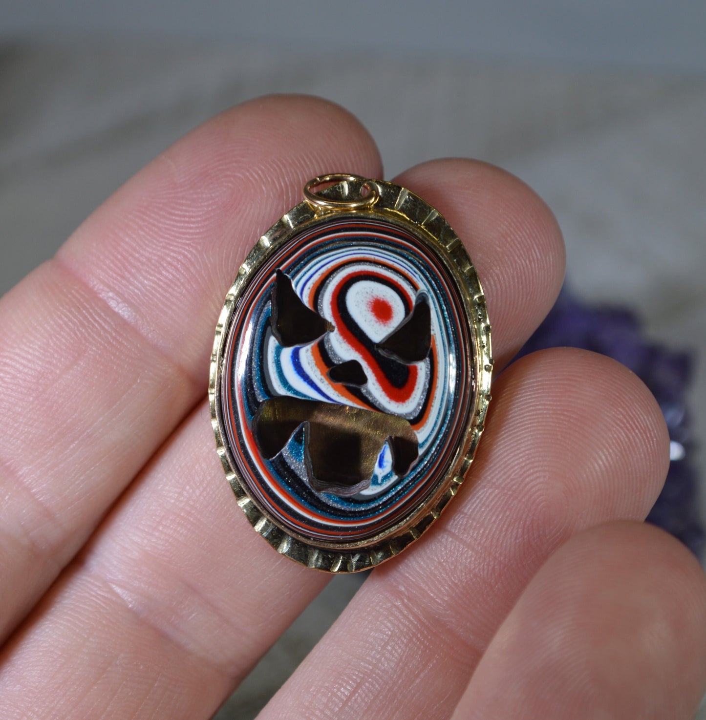 Fordite Necklace, Fordite, Monster Necklace, Monster Fangs, Edgy Necklace, Fordite Jewelry, Fordite, Vampire Necklace, W/O