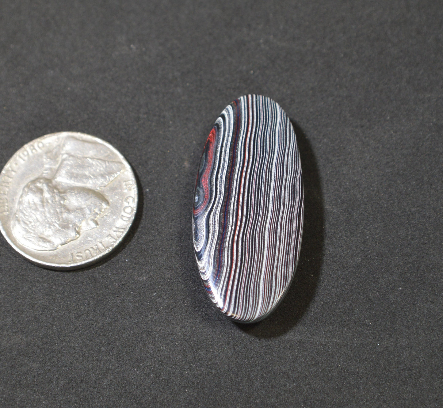 Large Michigan Fordite Cabochon, Illusion Folds, Domed Oval EB122