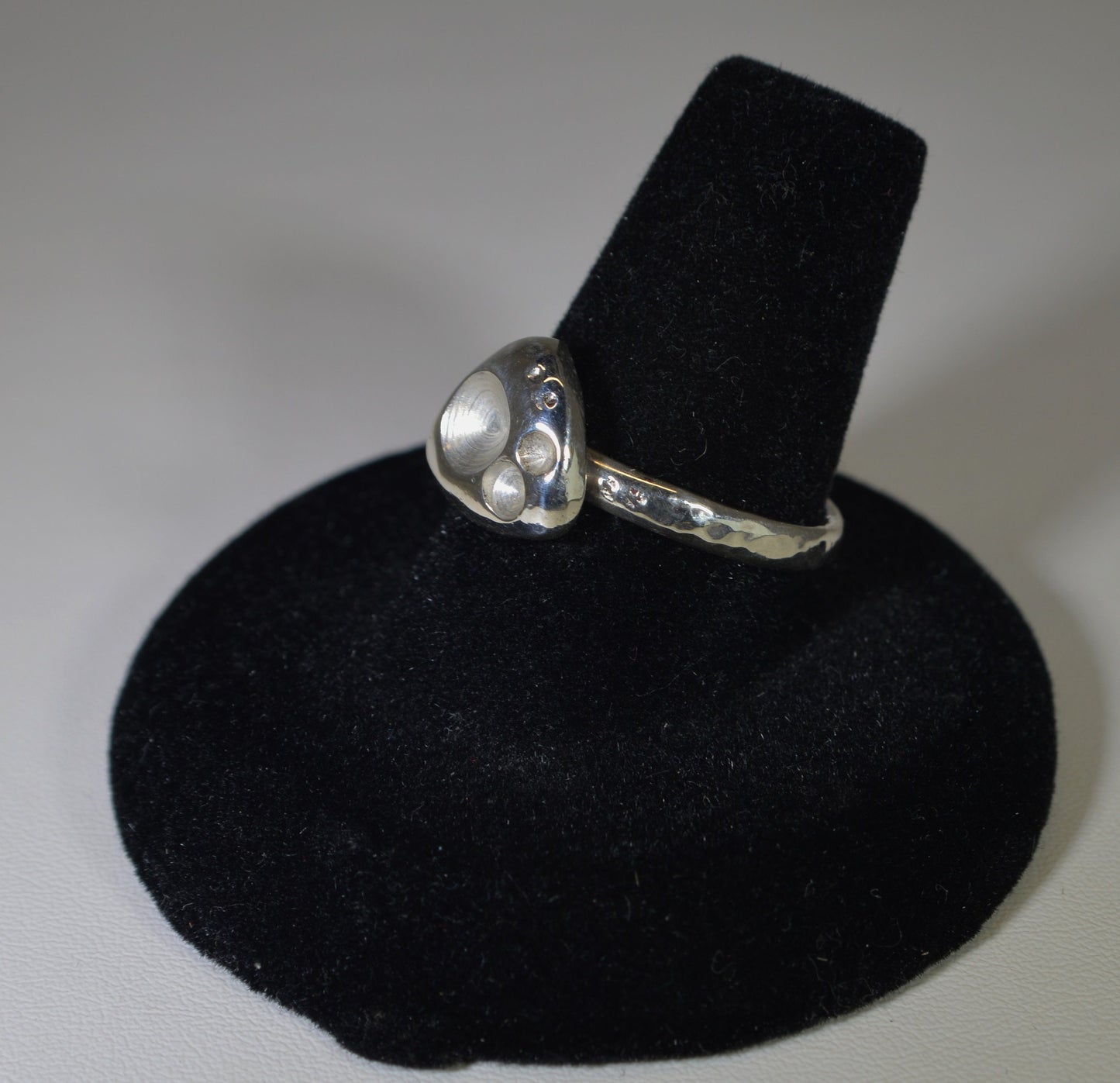 Silver Metal Art Ring, Silver Statement Ring, Geometric Ring, USA Handmade, Solid Silver Ring