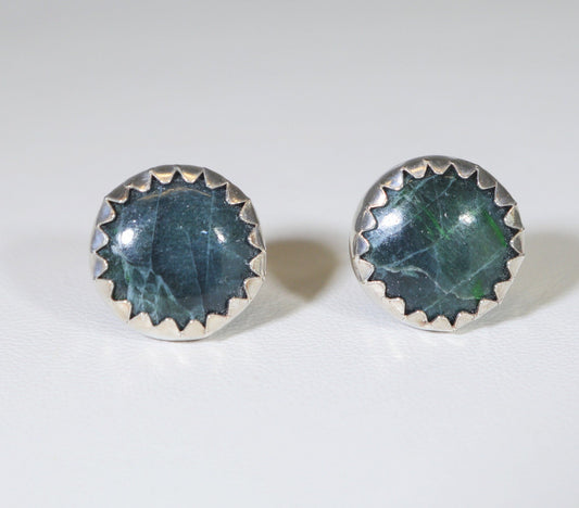 Jade Earring, Silver 925 Solid, Green Jade Stud Earring, W230, W/O