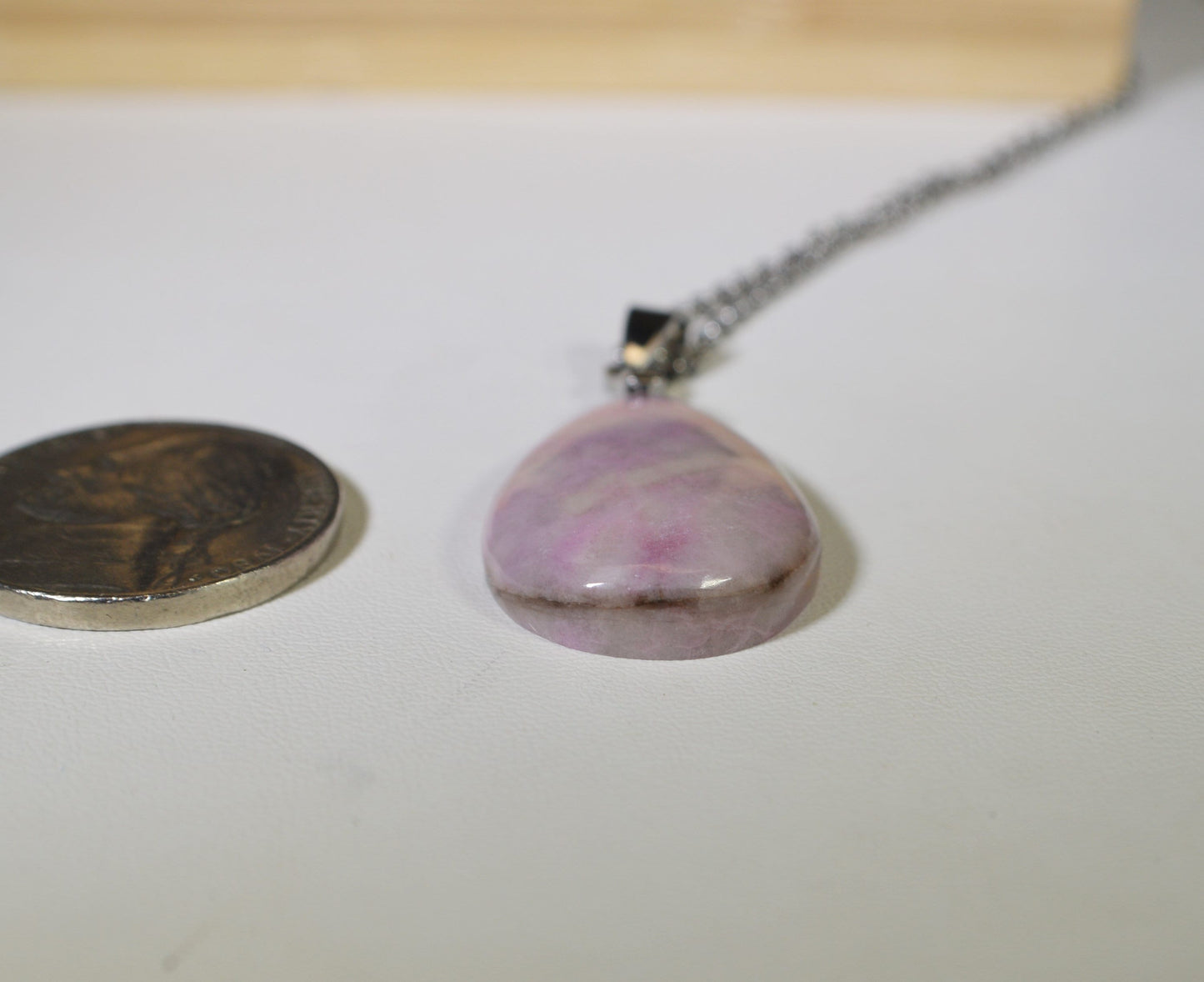 PInk Rhodonite Necklace, Rhodonite Pendant, California Rhodonite, Natural Pink Stone, California Stone, Natural Crystal Necklace, USA, W/O